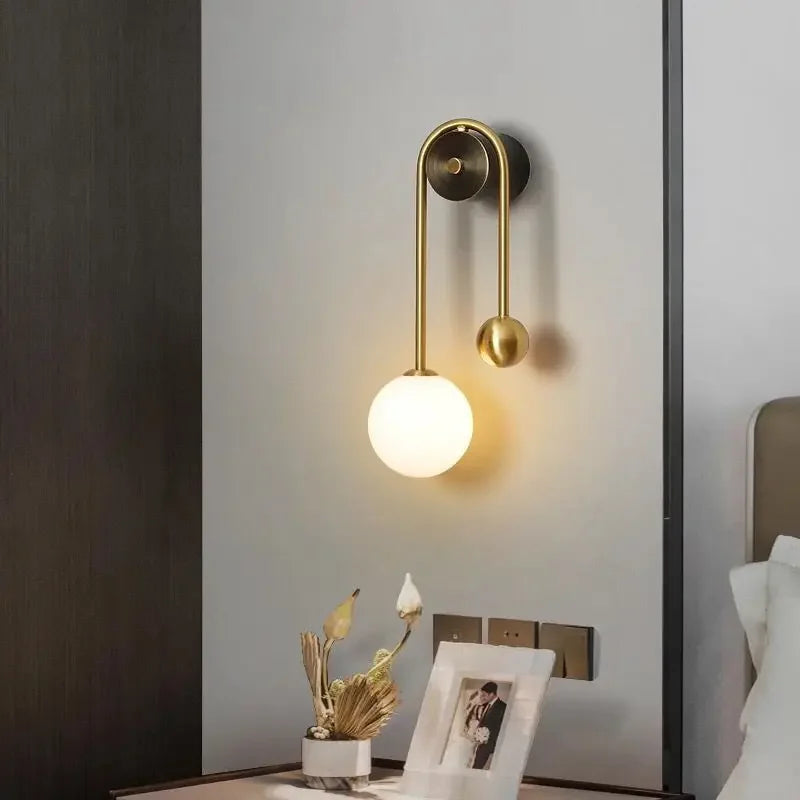 applique murale moderne en verre avec abat-jour led décoratif - vue 5 sur 8