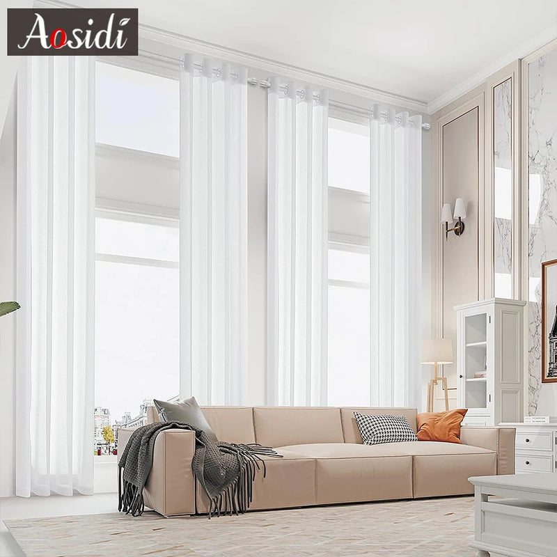 Voilage effet lin extra long pour grandes fenêtres