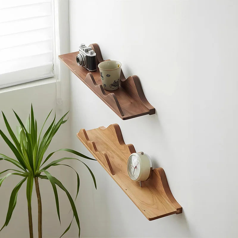 Abstract Mound Walnut Wood, Modern Wabi-Sabi Vintage, Wall-Mounted Storage Rack for Wall Decor,Living Room, Dining Room, Bedroom