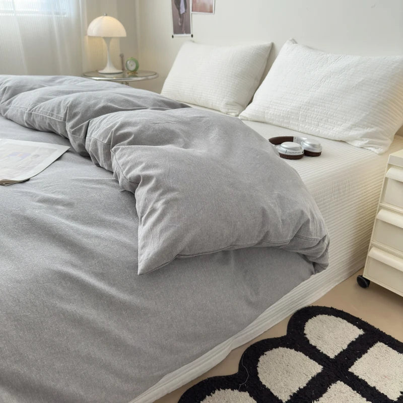 housse de couette en coton unie avec fermeture éclair