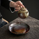 Theiere ceramique style chinois retro bol couvercle artisanal