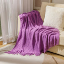 Plaid tricot acrylique carreaux pompons salon chambre