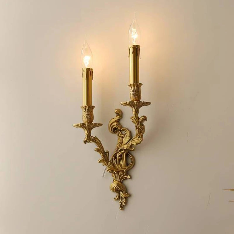 applique murale vintage rococo en laiton et cuivre - vue 3 sur 10