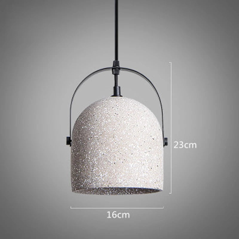 suspension en béton design abat-jour terrazzo style industriel créatif - vue 8 sur 9