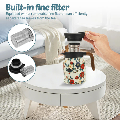 Théière isotherme florale vintage acier inox infuseur thermostat