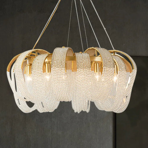 Lustre en cristal à pampilles de luxe américain post-moderne