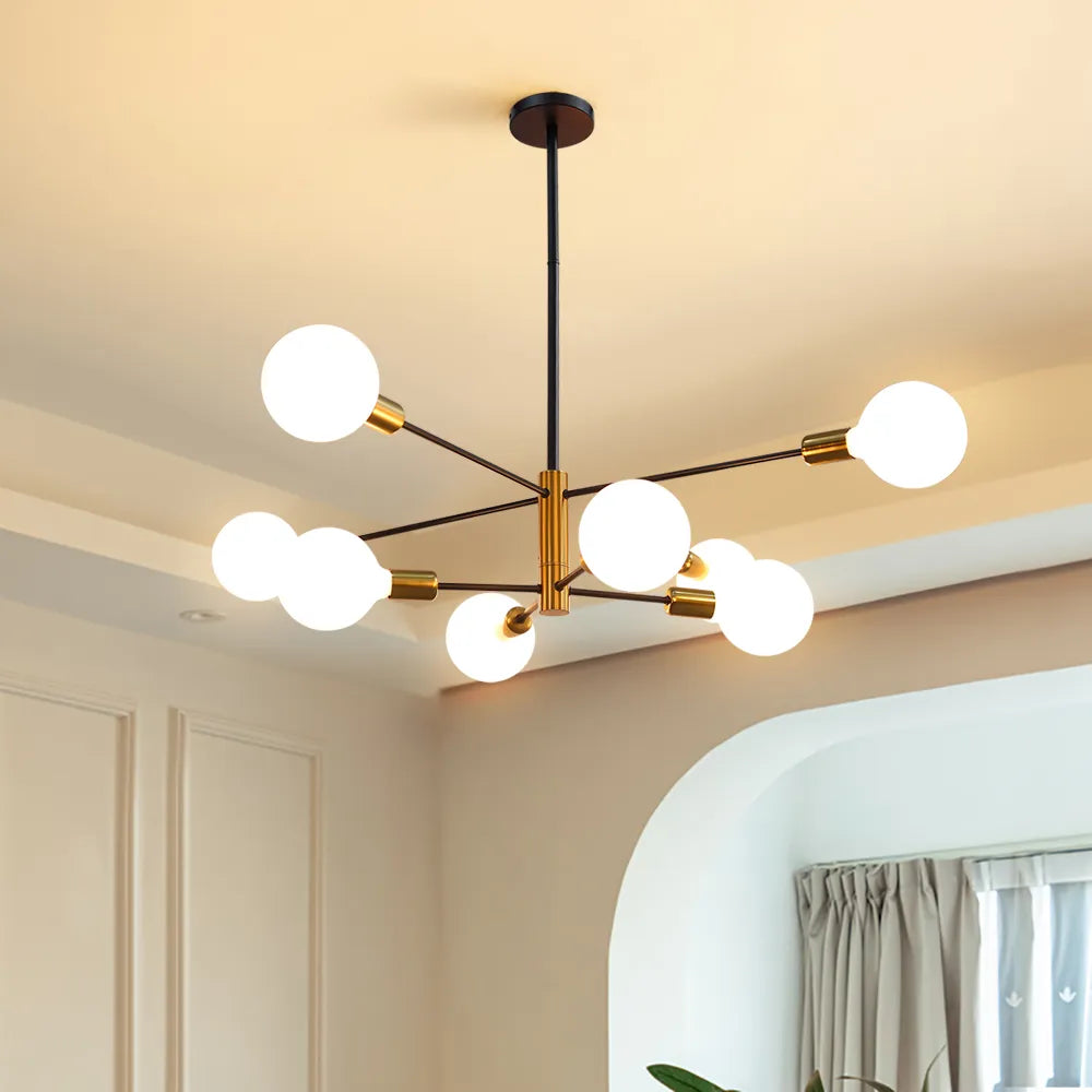 Moderne Nordique Spoutnik Noir LED Lustre Éclairage Luminaires D'intérieur Pour Chambre Salon Salle À Manger Décor À La Maison Plafonnier - vue 6 sur 6