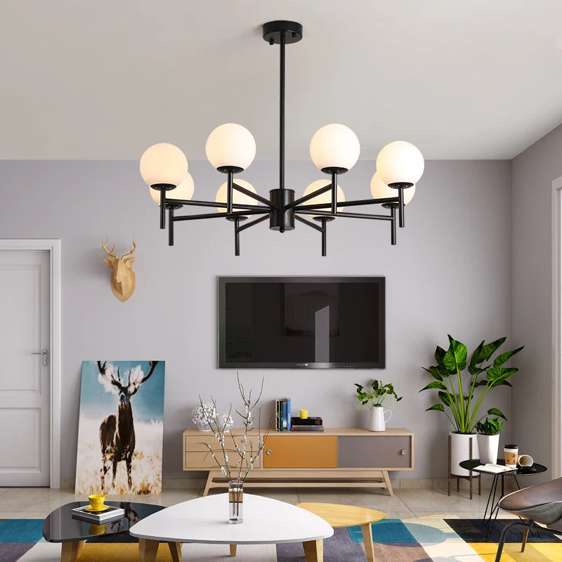 lustre led moderne médiéval avec boule de verre haricot magique