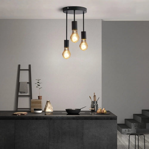 Plafonnier 5 lampes Vintage noir industriel