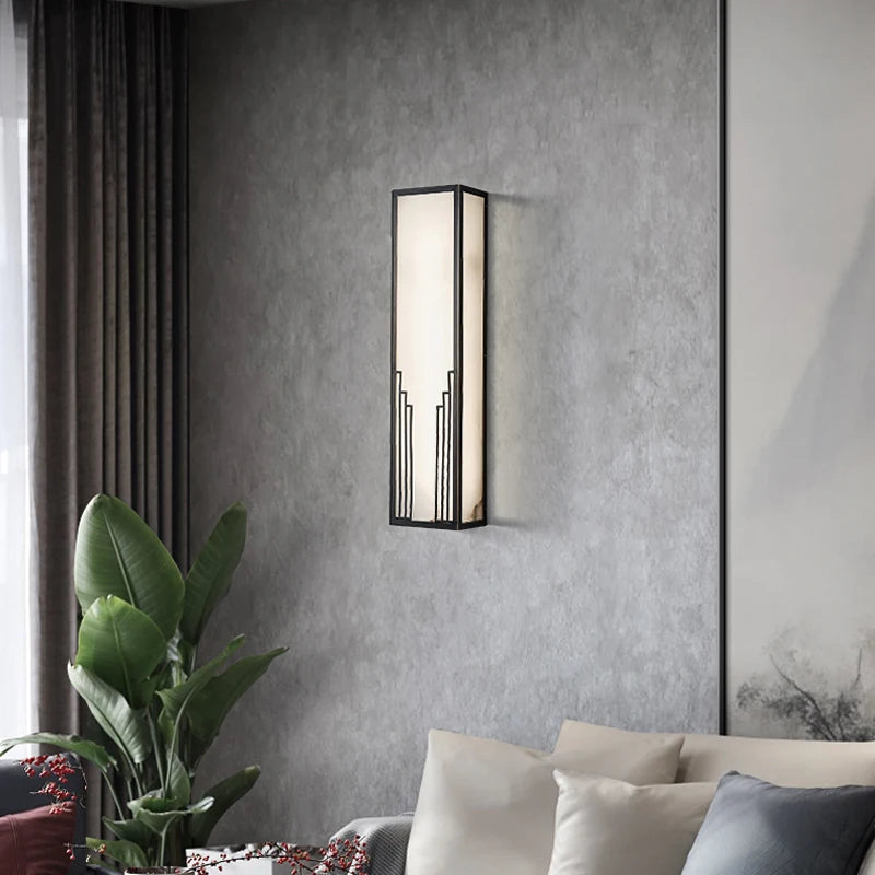 applique murale en marbre et cuivre style chinois pour décoration hôtel