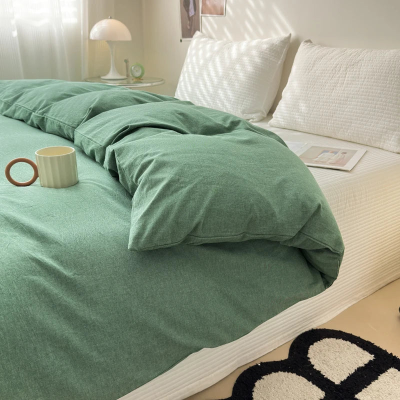 housse de couette en coton unie avec fermeture éclair