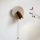 applique murale en bois et pierre naturelle avec interrupteur pour lecture