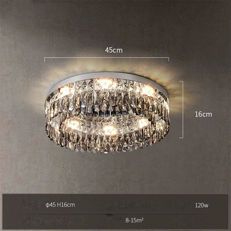 plafonnier led carré rectangulaire en cristal doré intensité variable - vue 12 sur 18