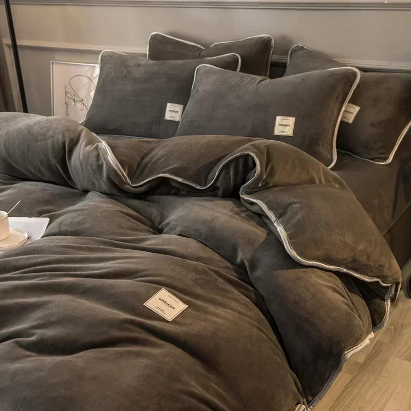 housse de couette en velours corail douce et moelleuse