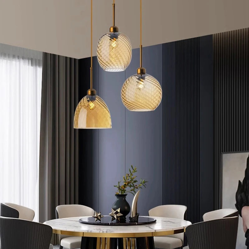 Suspension nordique forme en verre fumé pour éclairage intérieur