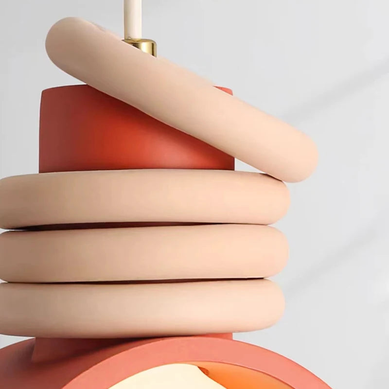 lustre led en résine 	 style avec cordon réglable - vue 6 sur 8
