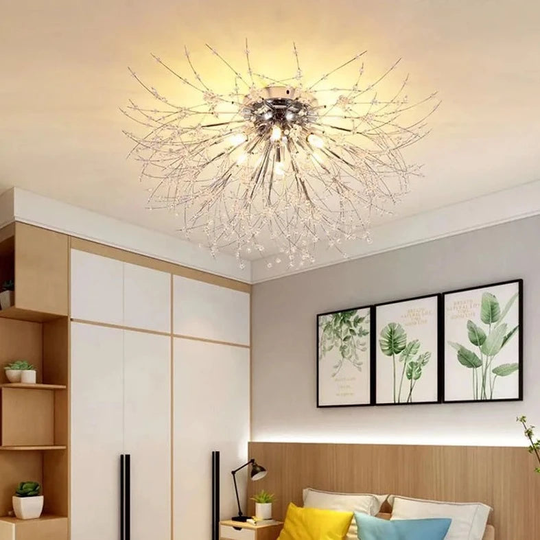 plafonnier nordique en cristal forme pissenlit lustre moderne décoratif - vue 4 sur 14
