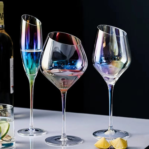 Verres a champagne biseautés design nordique cristal changeant
