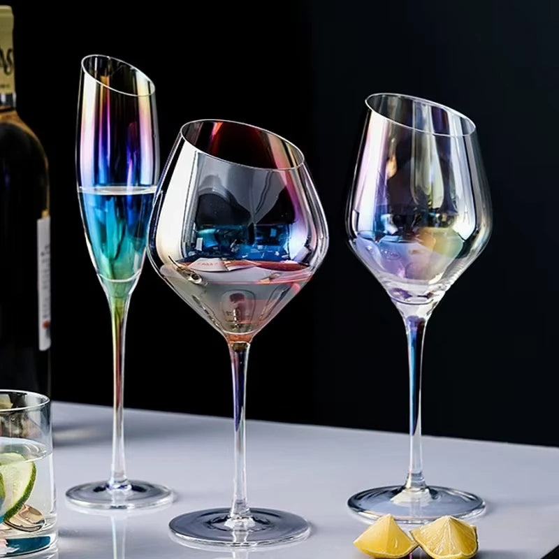 Verres a champagne biseautés design nordique cristal changeant - vue 2 sur 7