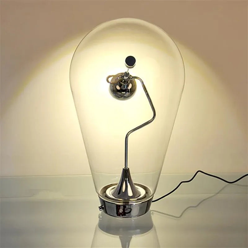 lampe de bureau magnétique moderne en verre transparent réglable - vue 7 sur 8
