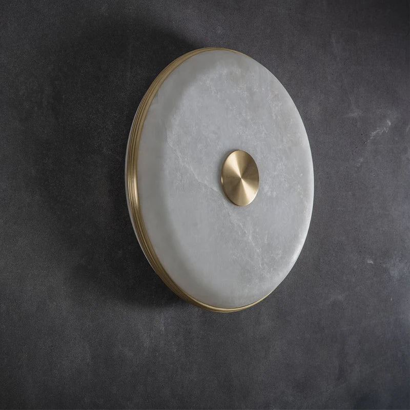applique murale en marbre naturel espagnol éclairage luxe cuivre design créatif - vue 4 sur 7