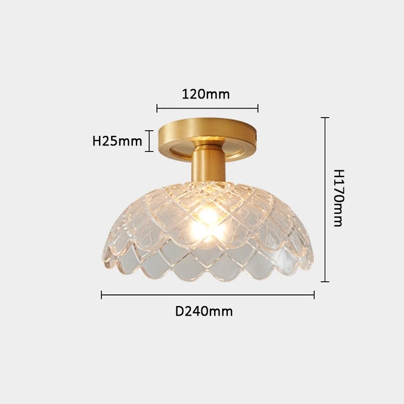 Lampe décoration plafonnier verre cuivre LED - vue 6 sur 12