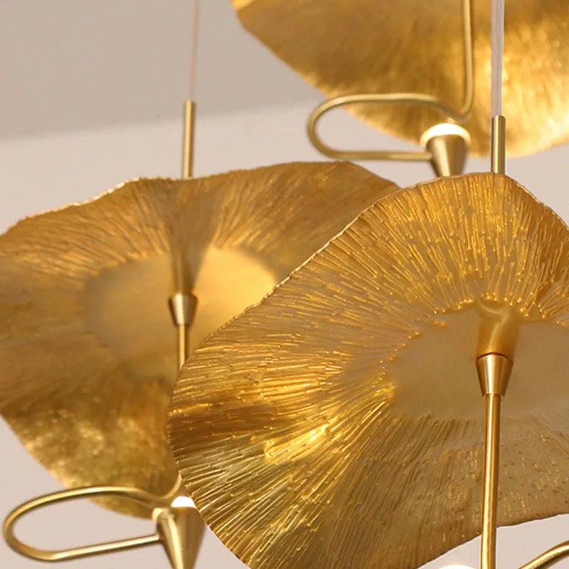 lustre art déco led en cuivre avec fil réglable - vue 6 sur 10