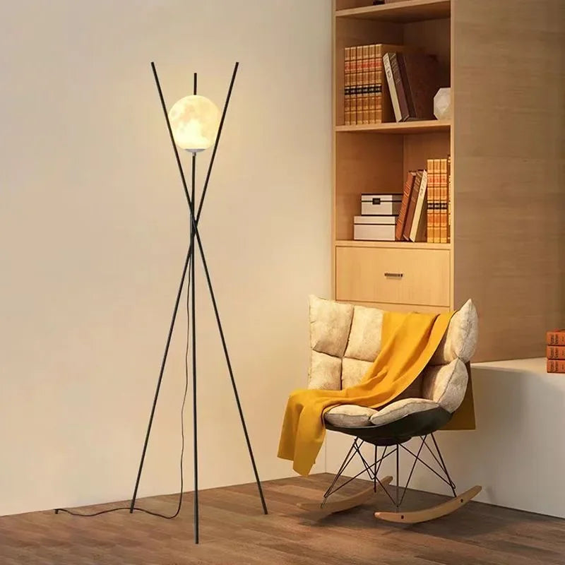 lampadaire led moderne boule de verre trépied lampe décorative - vue 7 sur 10