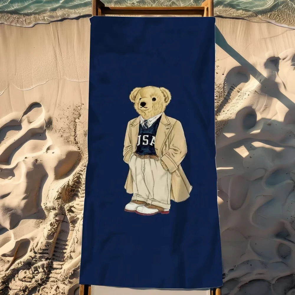 serviette de plage motifs oursons sechage rapide legere - vue 3 sur 5