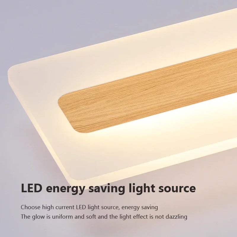 plafonnier led design nordique grain de bois moderne décoratif - vue 6 sur 16