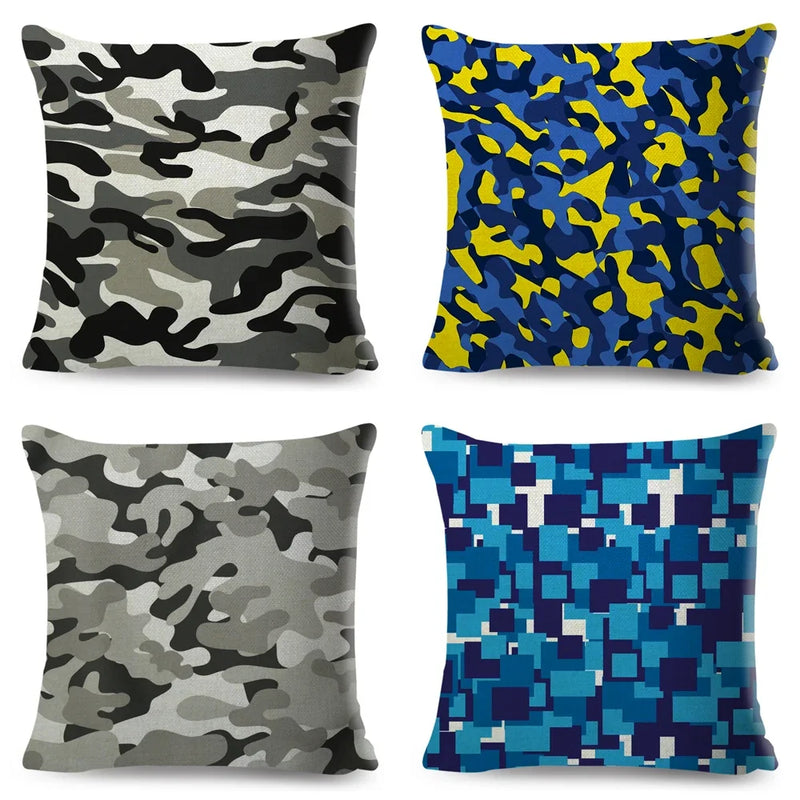 housses de coussin géométriques camouflage militaire décoratives