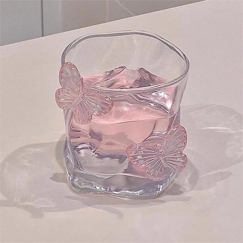 Verre irrégulier avec papillon 3d décoratif table - vue 2 sur 4