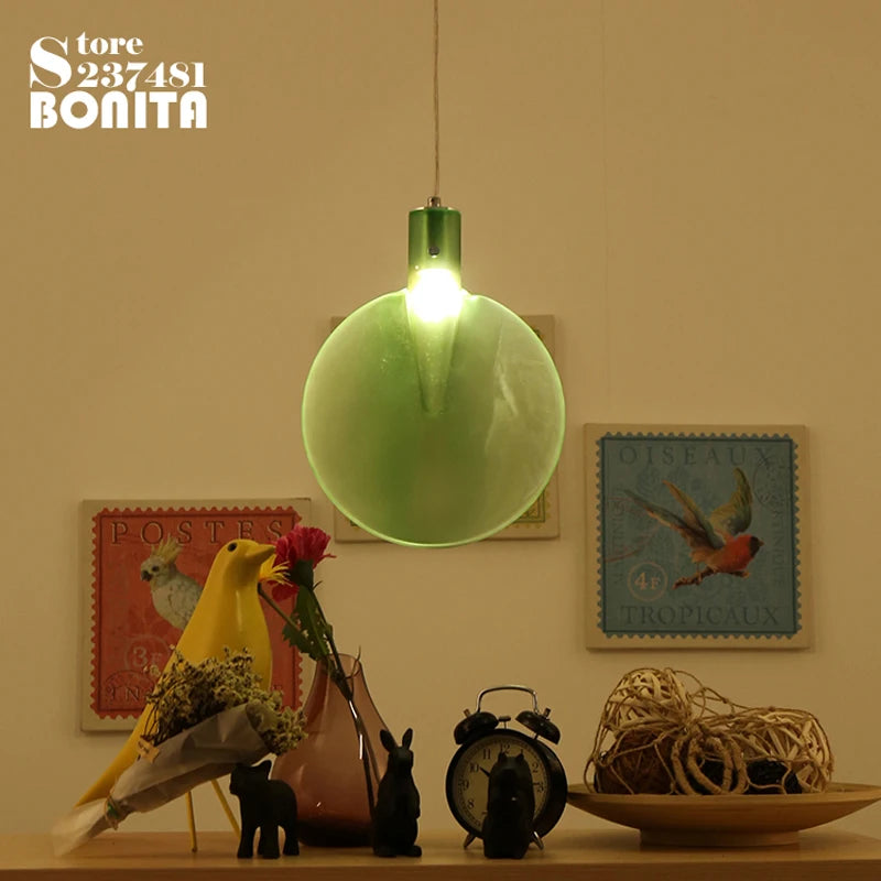 suspension en verre abat-jour raquette tennis design moderne lumineux - vue 5 sur 10