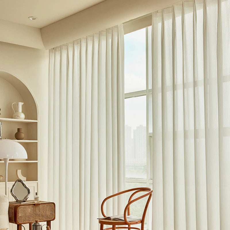 Voilage japonais plissé motif géométrique pour salon chambre