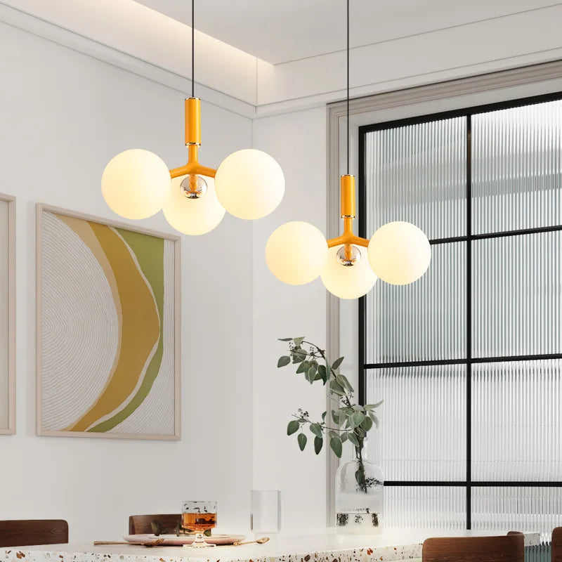 lustre nordique minimaliste magic bean 9 en verre led suspension
