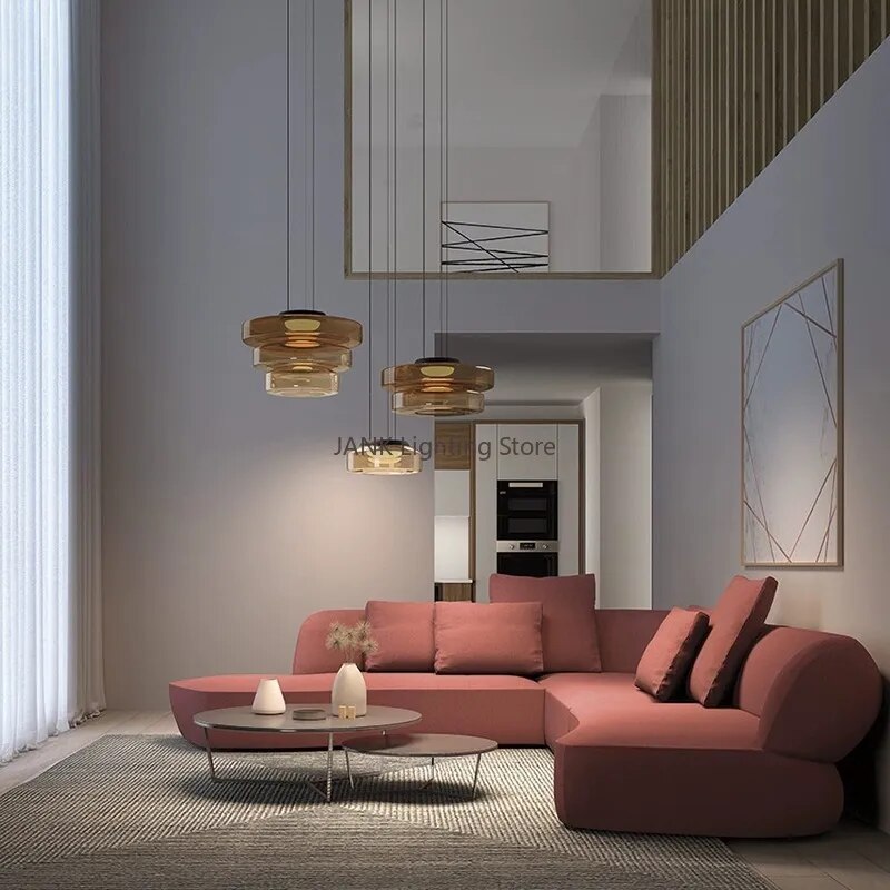 Lustre en verre minimaliste italien - vue 4 sur 24