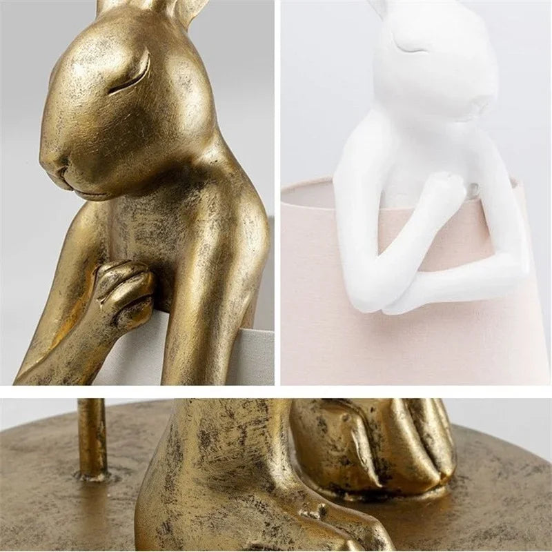 lampes de table lapin en résine décoration nordique créative - vue 6 sur 7