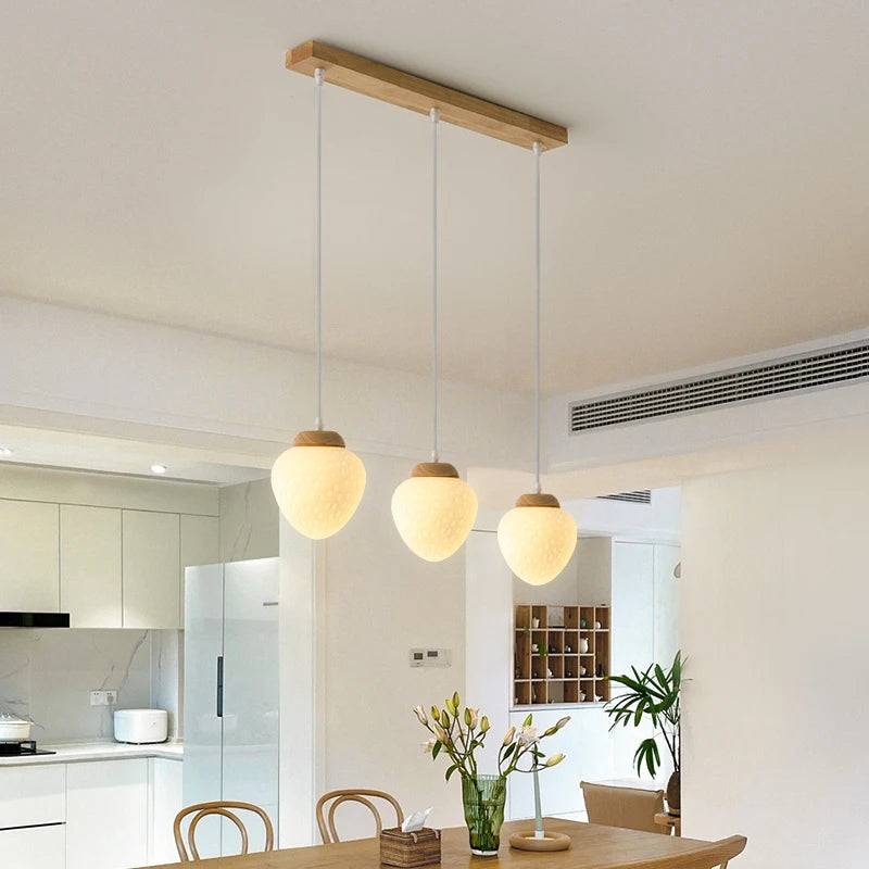 Rétro journal Style salon lustres lumière LED créative fraise Restaurant suspension lampe originale bois étude chambre lumières - vue 5 sur 13