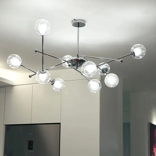 Lustre moderne en verre transparent