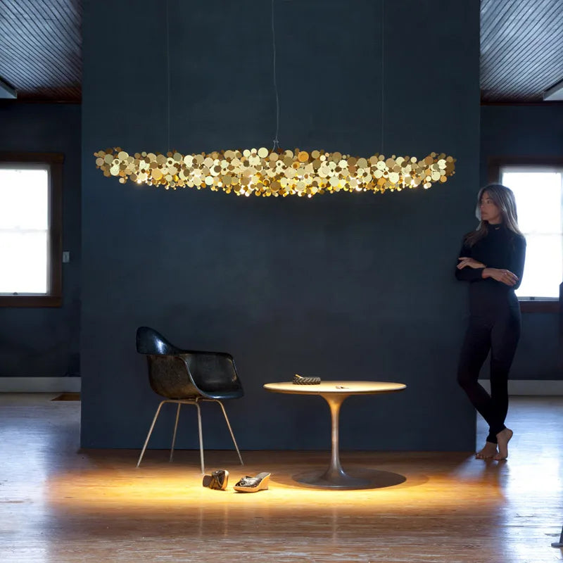 lustre moderne en acier inoxydable chromé pour intérieur
