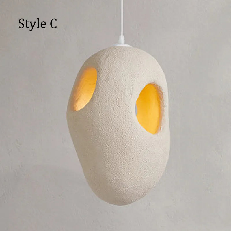Lustre nordique Wabi Sabi poreux Simple Style lampes créatives - vue 6 sur 9