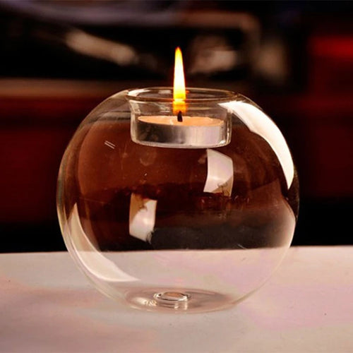 bougeoir en verre rond pour décorations de fêtes et événements