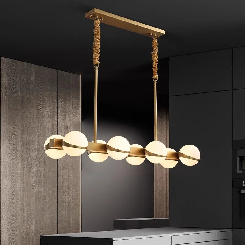 Lustre doré design intérieur moderne LED - vue 2 sur 9