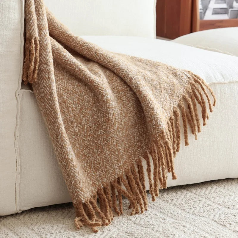 plaid tricot style americain europeen decor salon chambre - vue 2 sur 6