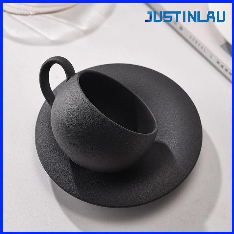Mug ceramique style pierre volcanique avec soucoupe