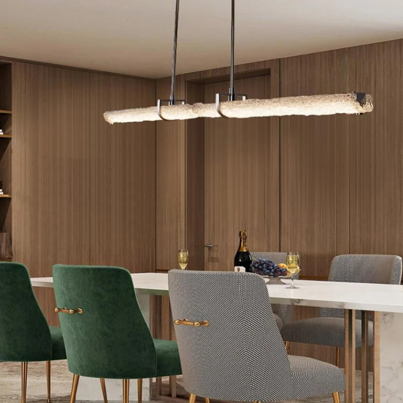 suspension moderne en acier inoxydable avec barre en cristal minimaliste - vue 5 sur 9