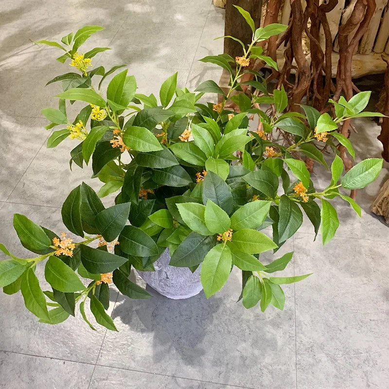 lot de 6 plantes artificielles en soie osmanthus pour décoration commerciale - vue 4 sur 8
