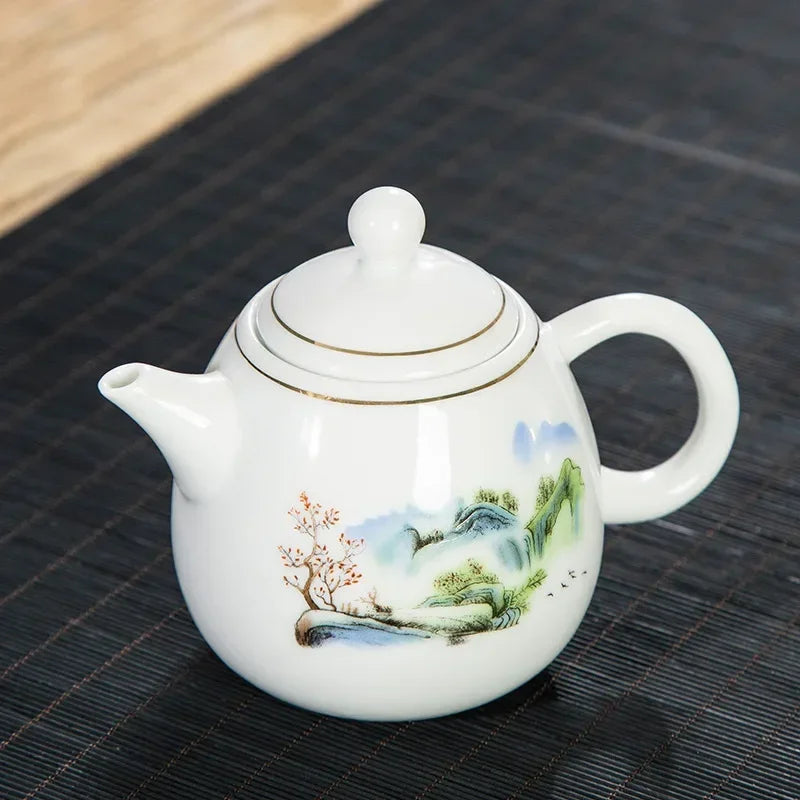 Theiere porcelaine style chinois service the puer 250ml - vue 2 sur 7