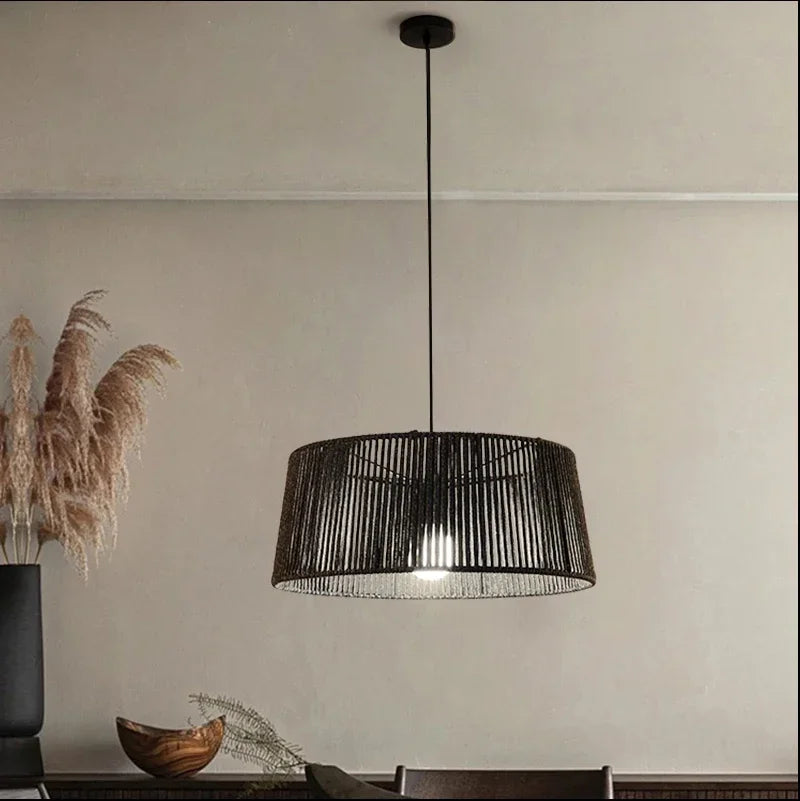 lustre nordique sandyha corde tissée lampes led suspendues - vue 5 sur 12
