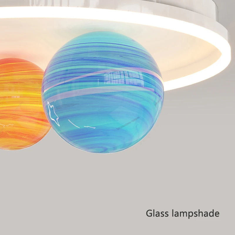 lustre créatif pour école maternelle en verre coloré planète univers étoile - vue 6 sur 7